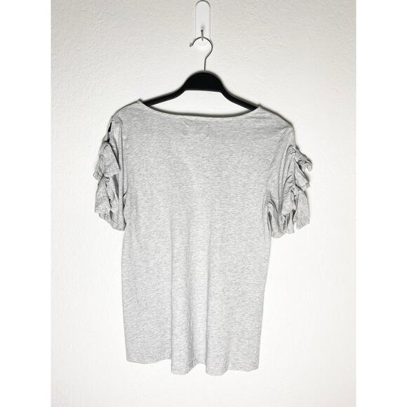 Women's Banana Republic Double Tie T Shirt Bow Sleeve Heather Gray Supima Cotton - Picture 3 of 6